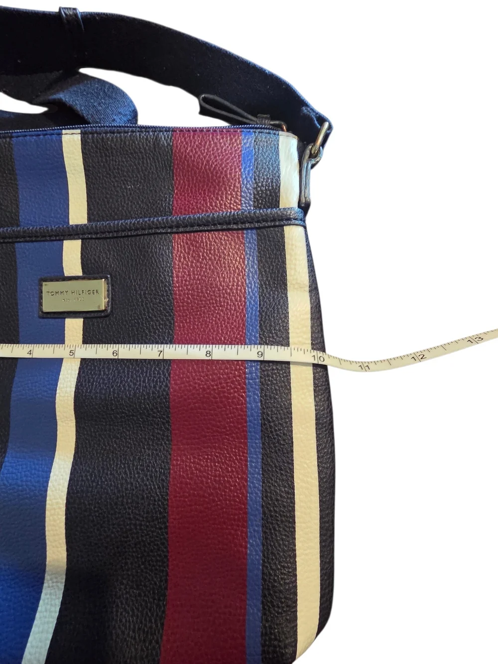 Tommy Hilfiger Striped Faux Leather Crossbody Bag